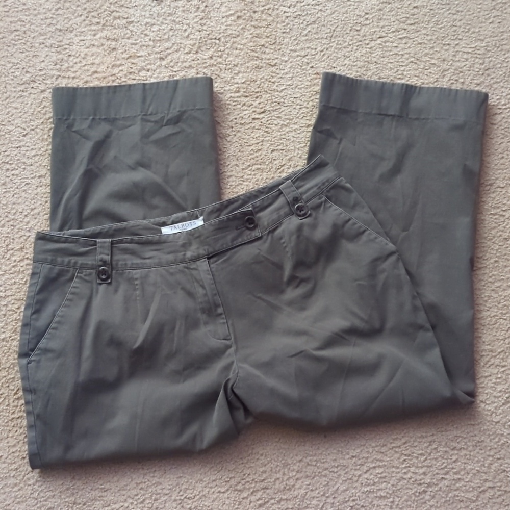 Talbots Olive Green Chino Cotton Spandex Pants Size 14W